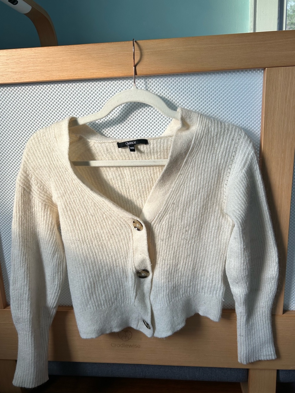 Quince Ivory Baby Alpaca Cardigan XS